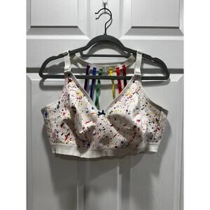 Cacique Wireless Full Coverage Rainbow Splatter Bra Unlined 42F